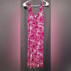 Alfani Intimates Women’s Burgundy with White Florals Maxi Dress Size M